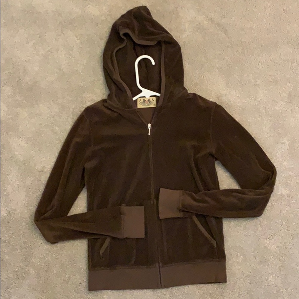 Juicy Couture hooded zip-up, brown terry cloth